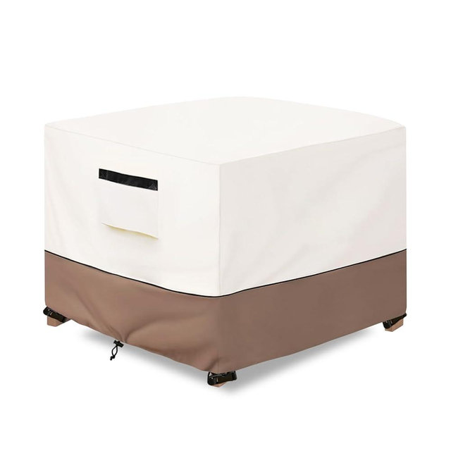 SoloToo Patio Ottoman Cover Waterproof Heavy Duty Square Outdoor Ottoman Covers, 22W x 22D x 18H Inches Patio Furniture Covering Protector Outdoor Side Table Cover (Beige)