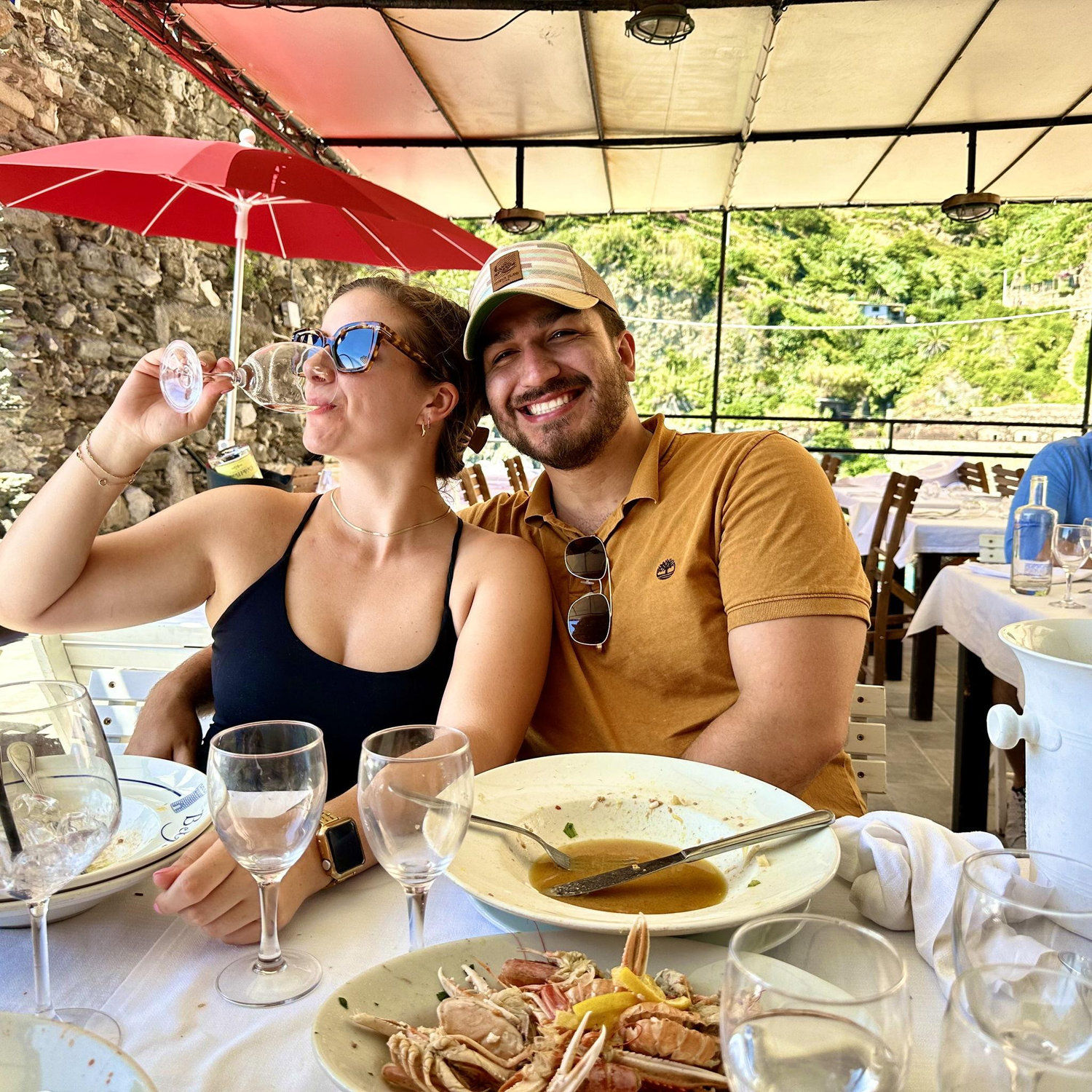 Lunch in Vernazza, Italy - best pasta we have ever had