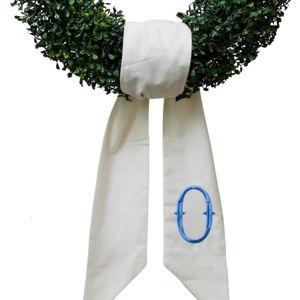 Monogram Wreath Sash for Front Door, Indoor Outdoor Décor - (O)