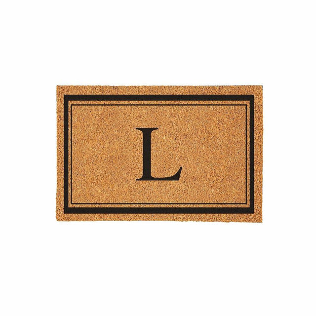 Evergreen Monogram Large Coir Doormat, 36x24 Inches Front Door Mat for Outdoor Indoor Entrance, Welcome Mat, Non Slip Doorway Mat for Home Decor Housewarming Gift, Letter L