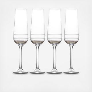 Lux Platinum Champagne Flute, Set of 4