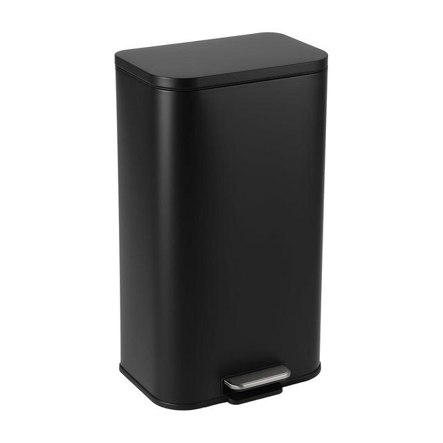 Stainless Steel Step Trash Can with Soft-Close Lid, Fingerprint Resistant Kitchen & Office Garbage Bin, 5.3 Gallon Capacity, Black
