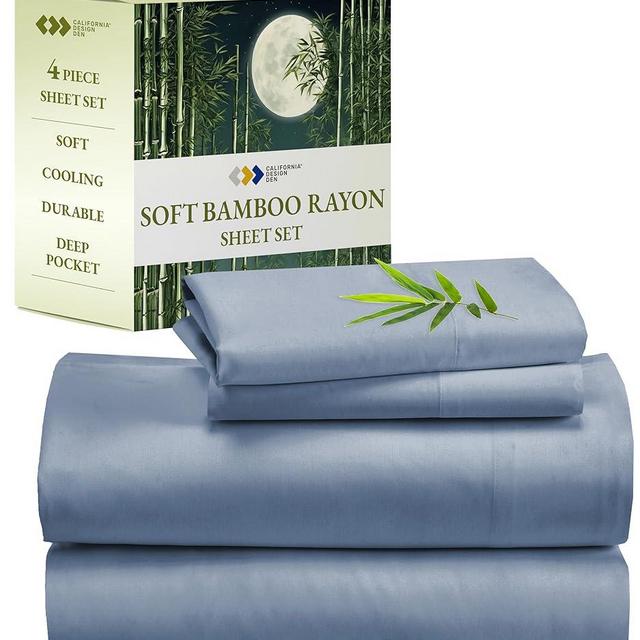 California Design Den Rayon from Bamboo Sheets King Size Bed Set - Luxury King Size Sheet Set with Deep Pockets, Cool and Durable Bedding - Blue Hydrangea