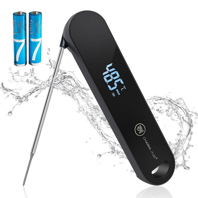Professional Meat Thermometer Digital, High-Precision Kitchen Thermometer, 0.5s Instant Read, ±0.3°C Accuracy, Food Thermometers for Meat, Baking and Grilling, 180° Auto-Rotating Display