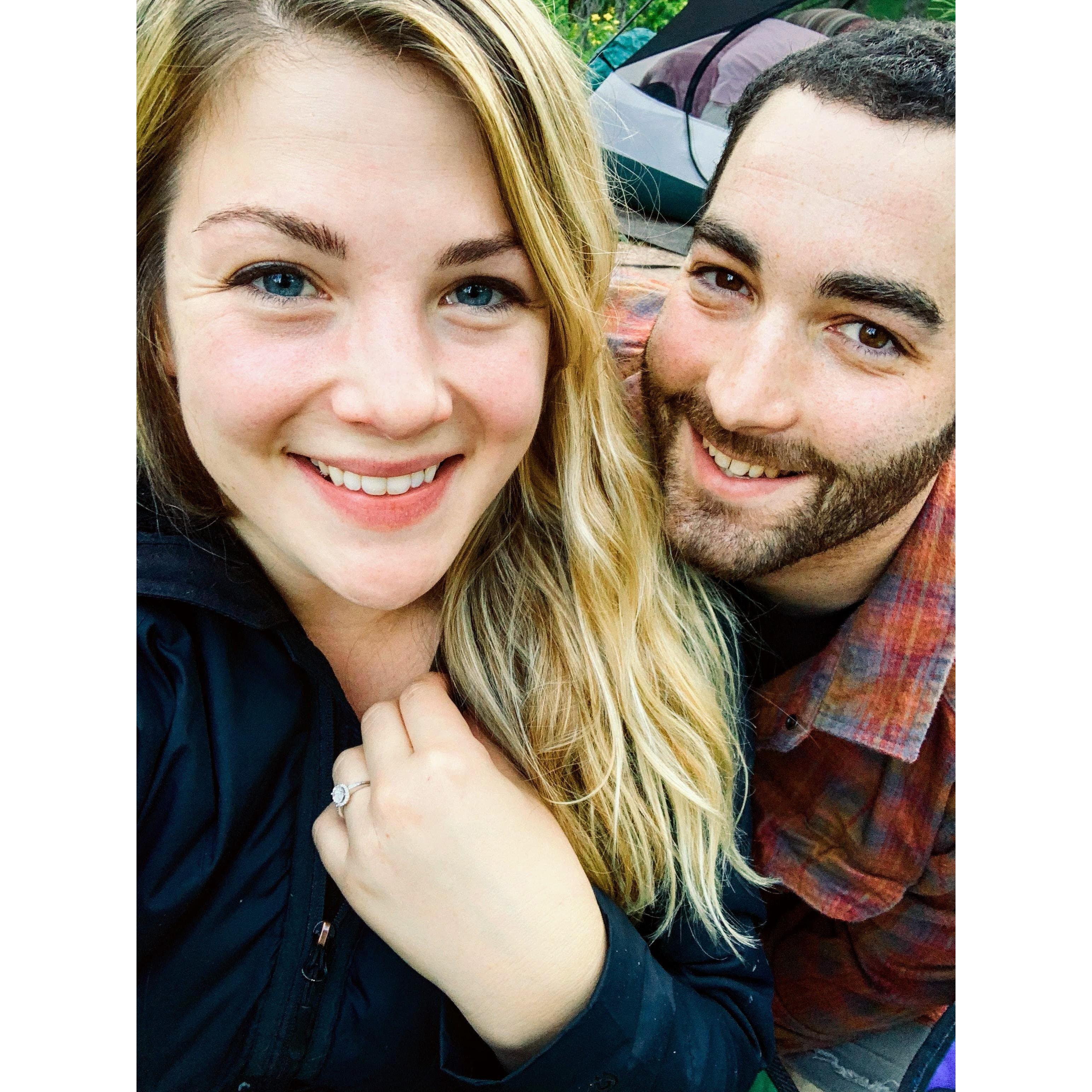 The day we got engaged-- camping in the mountains outside Fort Collins after taking a long hike with our dog Lou.