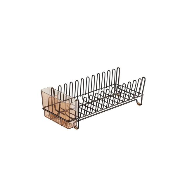 mDesign Compact Countertop, Sink Dish Drying Rack Caddy