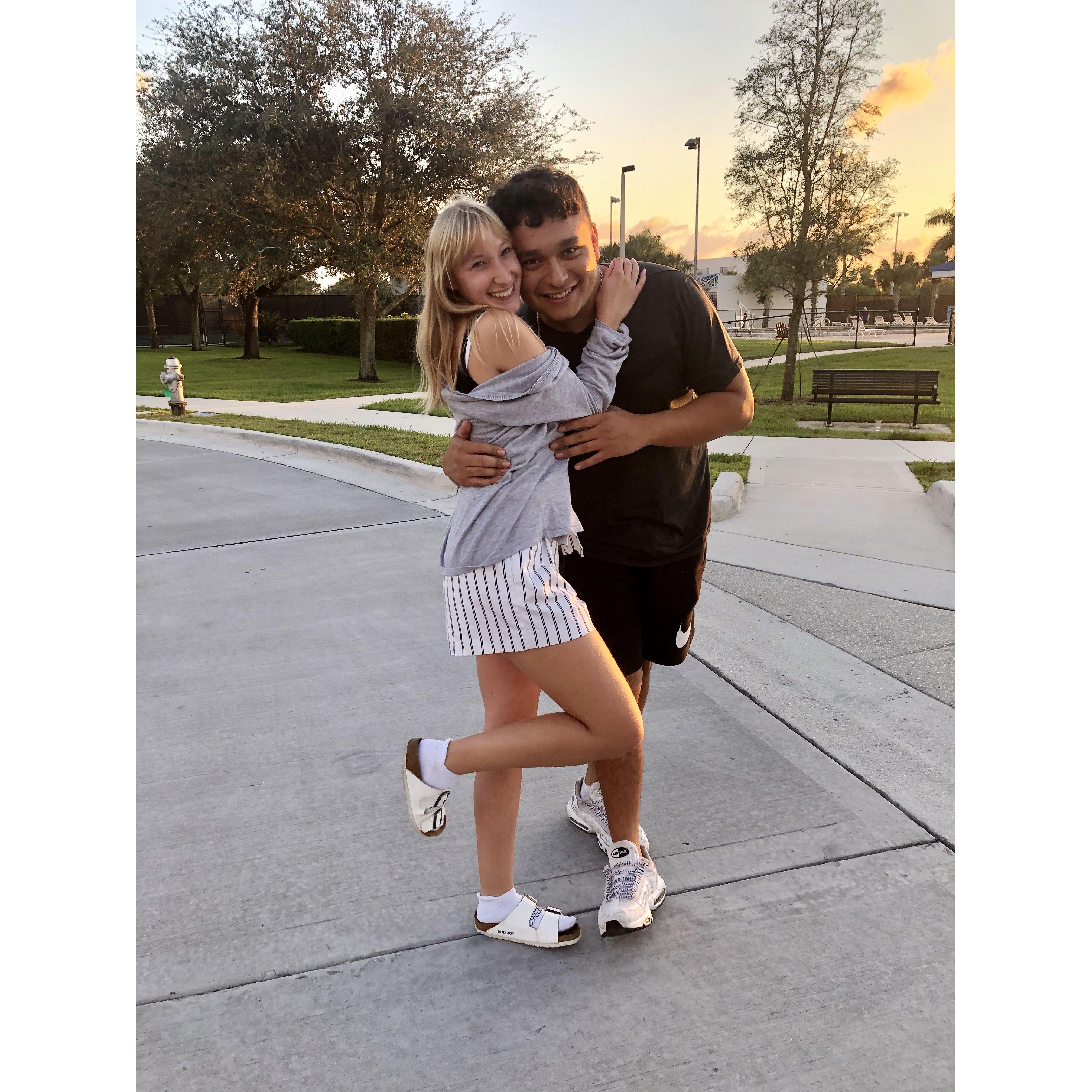 In the fall of 2019, at Lynn University, Boca Raton, FL  a Miami Hurricanes fan threw a pass to a NYC shy fashionista. And the love story began...