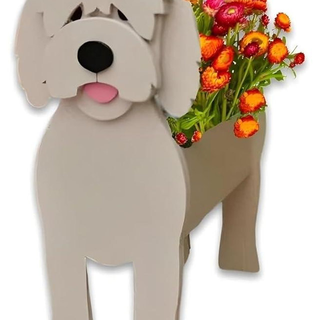 Bamboo's Grocery LoKii Golden Doodle Dog Planter, Cute Dog Plant Pot, Animal Shape Plant Containers, for Outdoor Indoor and Garden Decoration Plants
