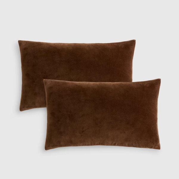 Classic Cotton Velvet Pillow Cover - Chestnut, 12x20