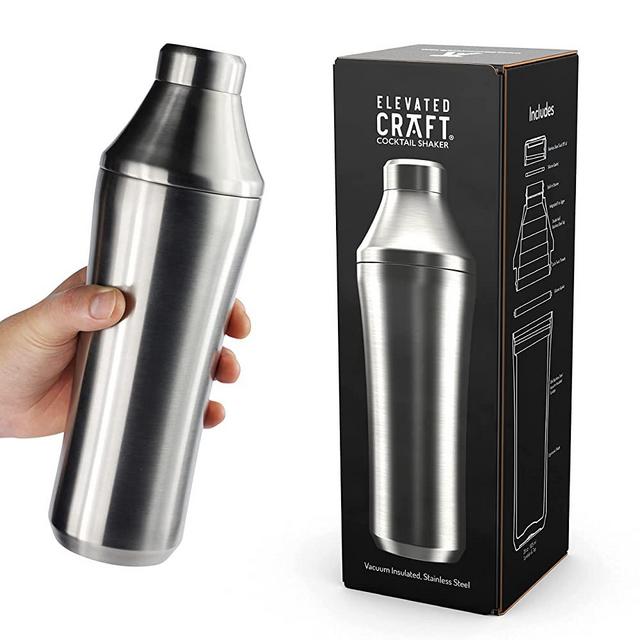 Elevated Craft Hybrid Cocktail Shaker - Premium Vacuum Insulated Stainless Steel Cocktail Shaker - Innovative Measuring System - Elevate Your Home Bar Experience - 28oz Total Volume