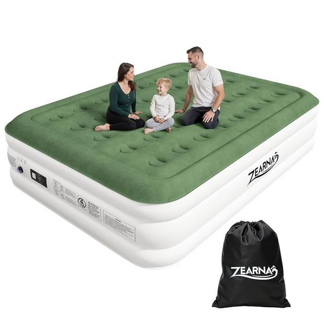 Zearna 2025 Upgraded Queen Air Mattress with Built in Pump，16'' Comfort Blow up Mattress, Quiet Surface Portable Inflatable Mattress, Air Bed with Storage Bag for Guests, Home, Camping, 660 lbs Max