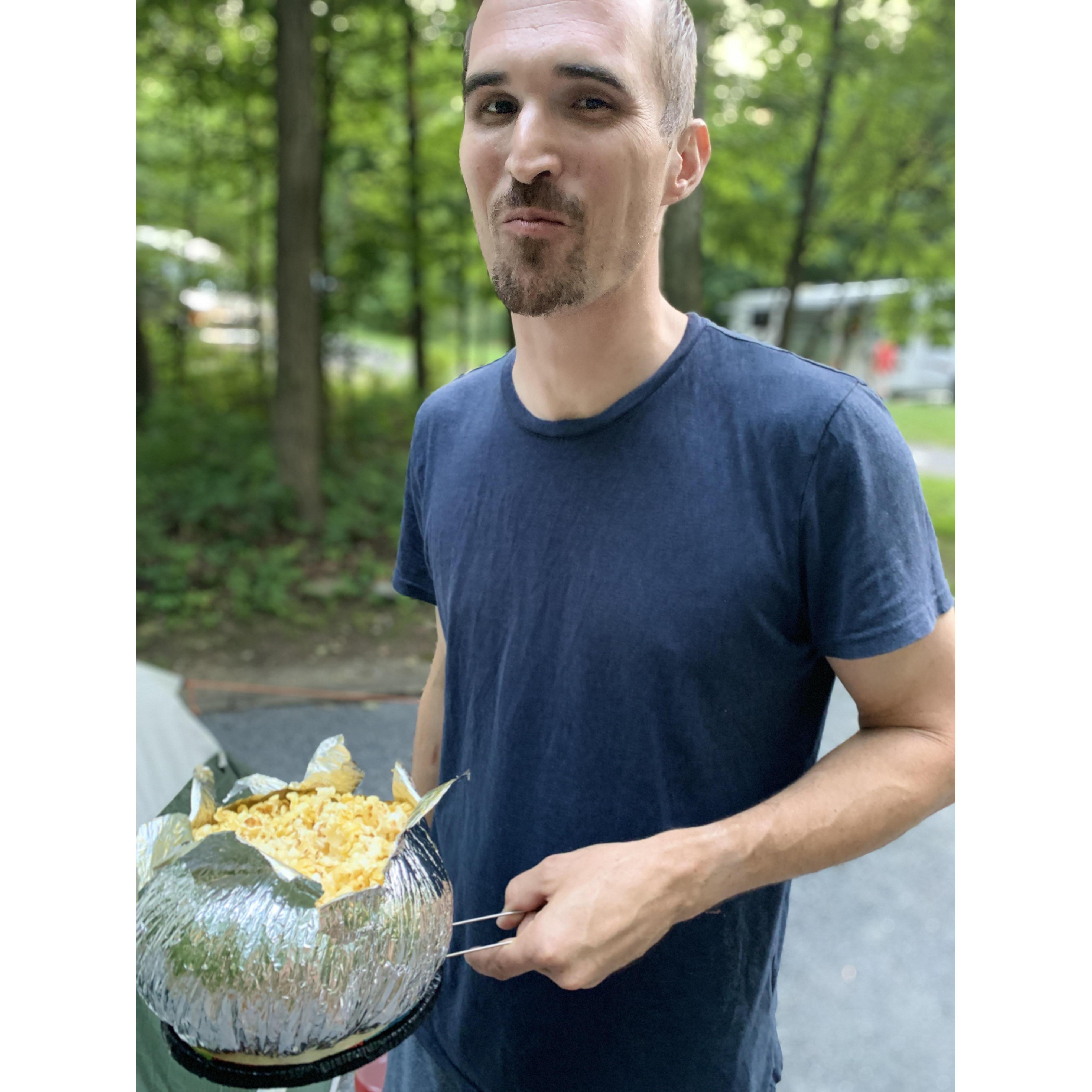 Kevins first time having Jiffy Pop!