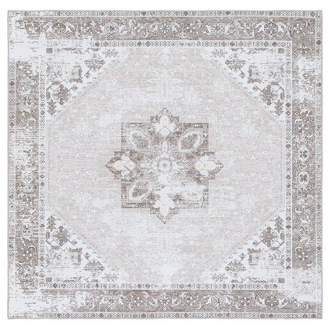 SAFAVIEH Tucson Collection Area Rug - 5' Square, Sage & Ivory, Persian Medallion Design, Non-Shedding Machine Washable & Slip Resistant Ideal for High Traffic Areas in Living Room, Bedroom (TSN102W)