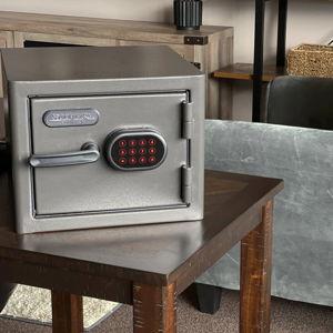 Diamond Fire/Waterproof Home & Office Safe with Electronic Lock, Dark Gray Hammertone - 11.5" H x 14.5" W x 15" D