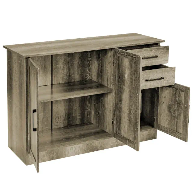 Costway Buffet Storage Cabinet Console Table Kitchen Sideboard Drawer Grey