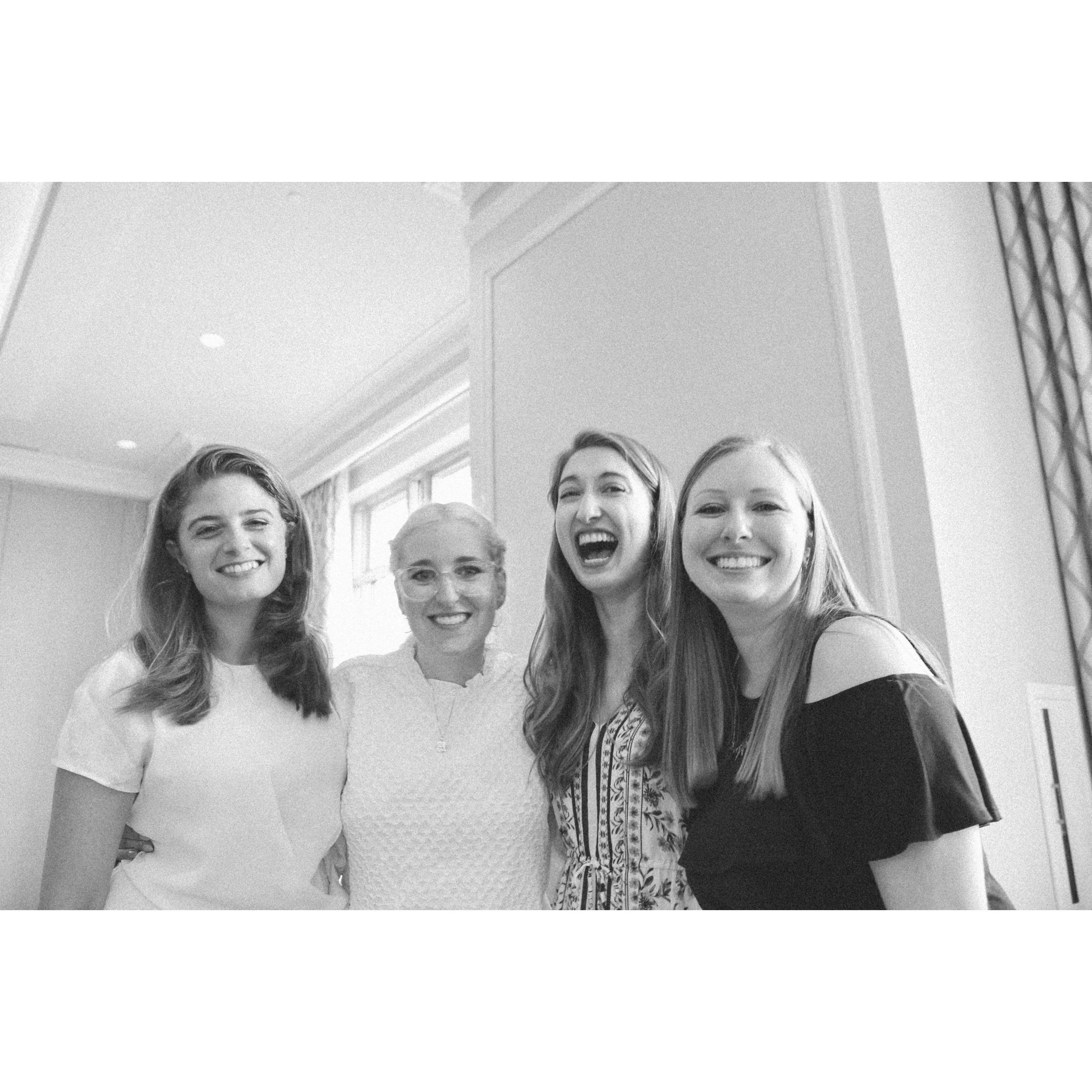 Julia, Sloane, and two of Sloane's bridesmaids, Emily Fortin and Kelley Carvahlo