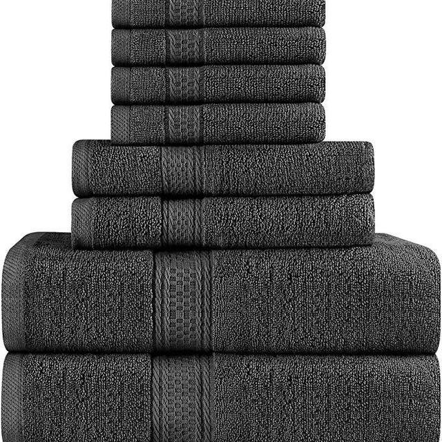 Utopia Towels Premium 8 Piece Towel Set (Dark Grey); 2 Bath Towels, 2 Hand Towels and 4 Washcloths – Cotton Towels