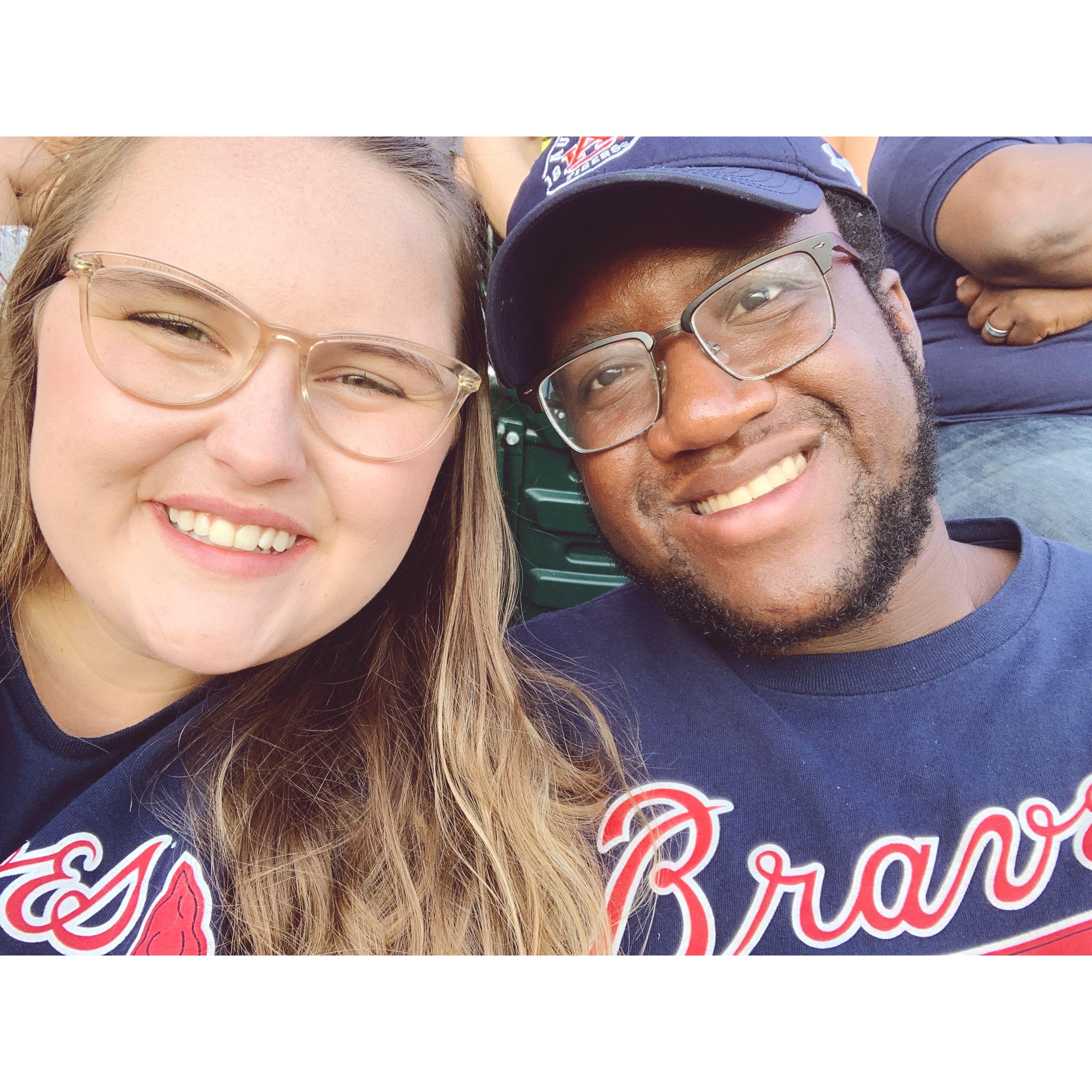 Spending some time together at a Braves game right before Emily moved to Ohio in 2019.