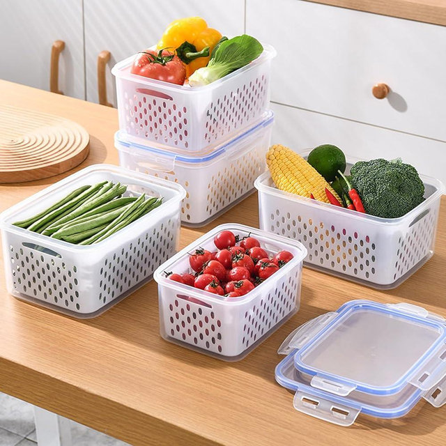 Zmxiabo 3 PCS Fruit Berry Storage Containers for Fridge Food Storage Container Set with Removable Strainer Lid Berries Container for Fridge BPA-Free Plastic Crisper for Long-Term Freshness