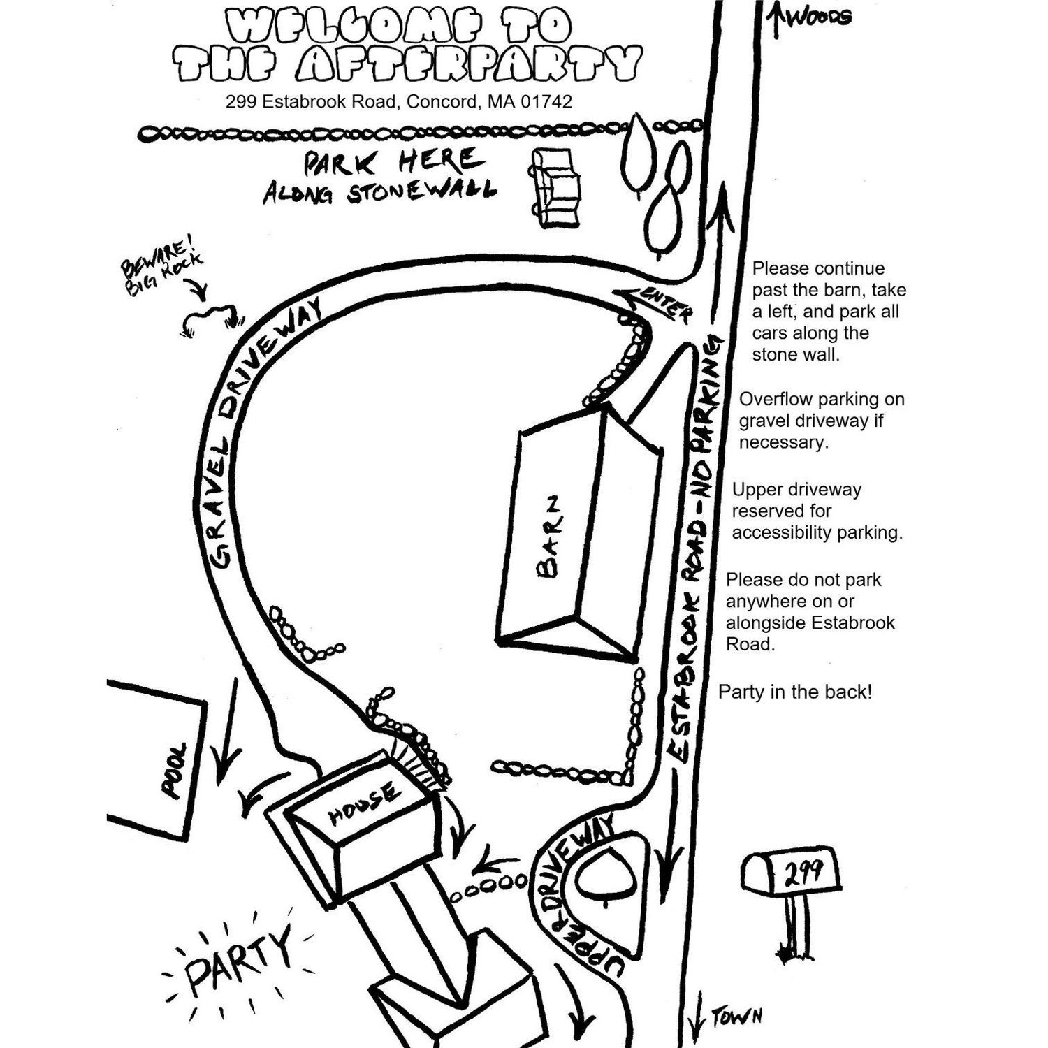 Parking map for After Party at the Vischer Residence