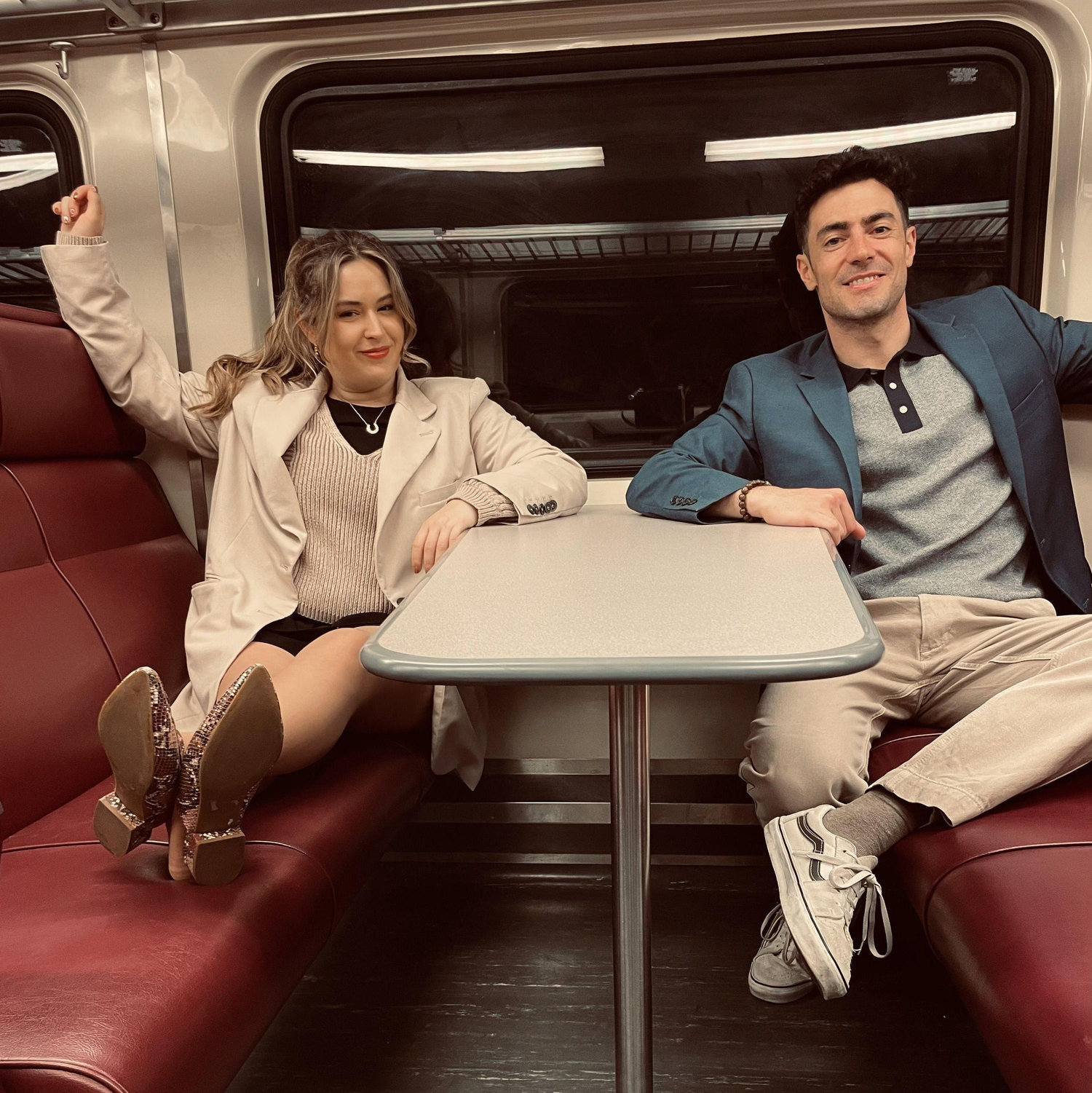 Cool couples take the commuter rail
