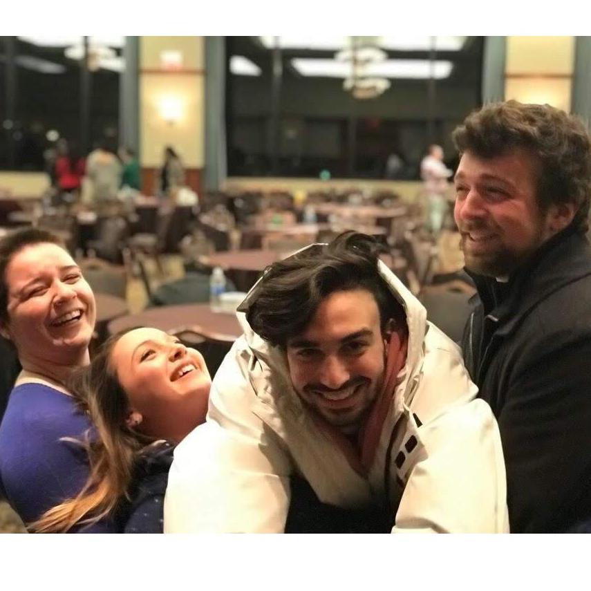 Jeraca, Me, TJ, and Matt at the RA Christmas banquet