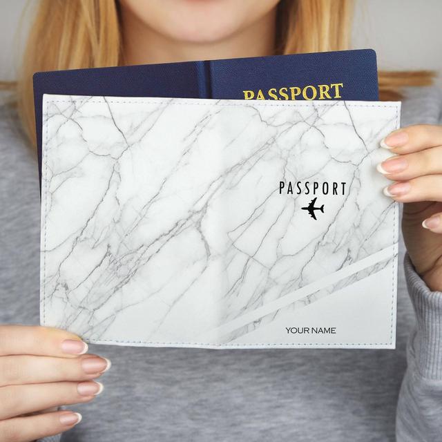 Personalized Marble Leather Passport Cover