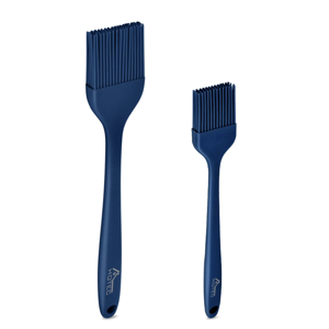 HOTEC 2 pieces Set Basting Brushes Silicone Heat Resistant Pastry Brushes Spread Oil Butter Sauce Marinades for BBQ Grill Barbecue Baking Kitchen Cooking BPA Free Dishwasher Safe (Classic Blue)