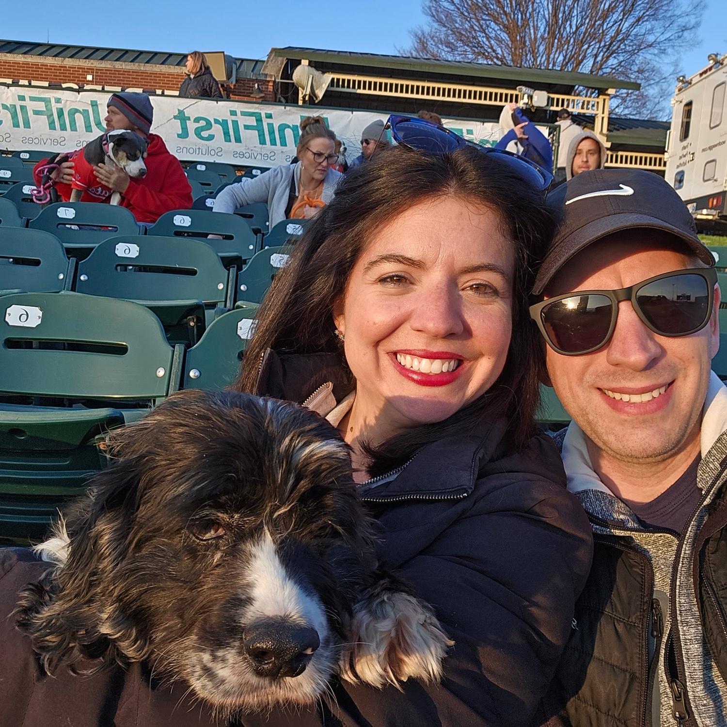A chilly April "Bark at the Park" event at Slugger Field. Emmie loved it!