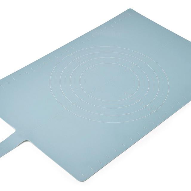 Joseph Joseph Roll-Up Non-Slip Silicone Pastry Mat with Measurements Lockable Strap 23" x 15", Blue