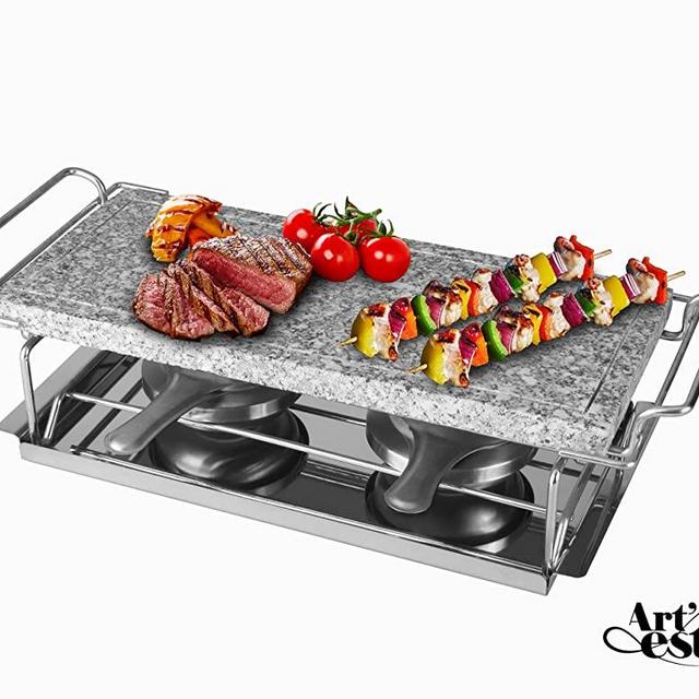 Artestia Sizzling Hot Cooking Stone Griller with dual Rechauds
