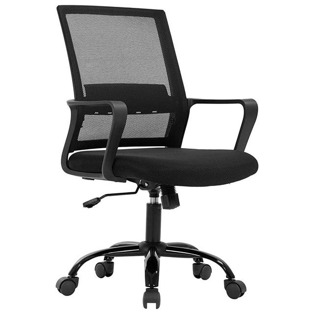 Home Office Chair Ergonomic Desk Chair Mid-Back Mesh Computer Chair Lumbar Support Comfortable Executive Adjustable Rolling Swivel Task Chair with Armrests,Black