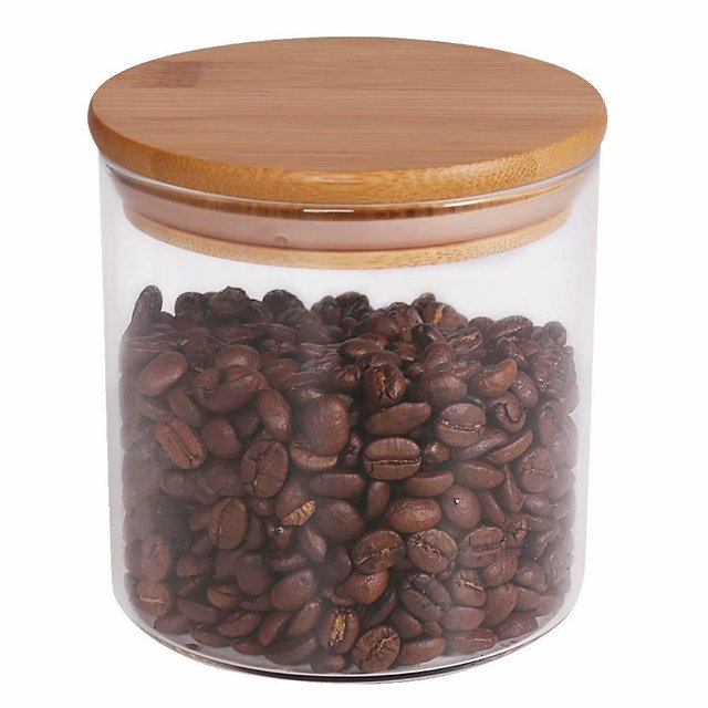 Food Storage Jar, 18.6 FL OZ (550 ML), 77L Glass Food Storage Jar with Airtight Seal Bamboo Lid - Modern Design Clear Glass Food Storage Canister for Serving Tea, Coffee, Spice and More