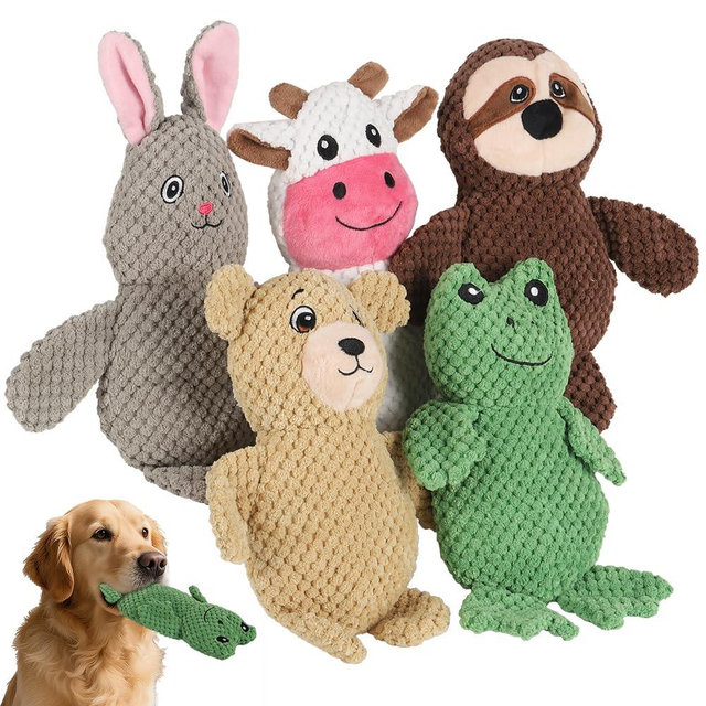 Act boldly 5-Pack Squeaky Dog Toys – Durable Animal-Shaped Plush Chew Toys for Dogs, Handmade Interactive Puppy Toys with Squeaker, Perfect for Reducing Destructive Behavior