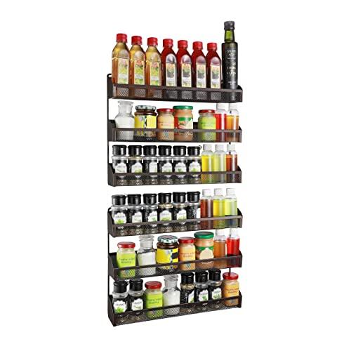 2 Pack- Simple Trending 3 Tier Spice Rack Organizer, Wall Mounted Spice Shelf Storage, Bronze