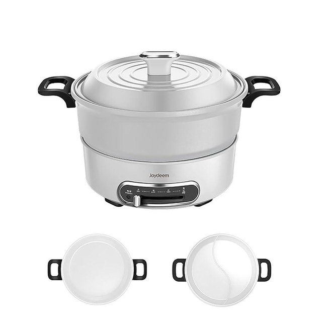 Joydeem 2 in 1 Electric Hot Pot, 3.5L Shabu Shabu Pot with Two Removable Pot, Ceramic Non-stick Coating, 1400W, JD-HG3706W