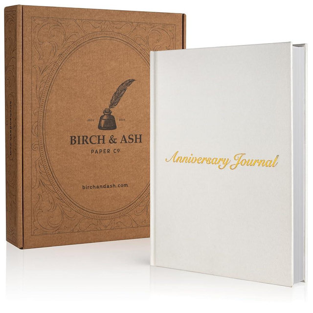 Birch & Ash Paper Co. Wedding Anniversary Journal for Couples, Guided Memory Book with Prompts, 348 Pages, Heirloom Quality Keepsake Gift