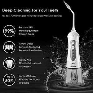 Cordless Water Flosser Oral Irrigator - Zerhunt Professional Rechargable Portable Dental Gum Flosser With 3 Jet Tips For Braces and Teeth Whitening - Upgrade With Anti Leakage...