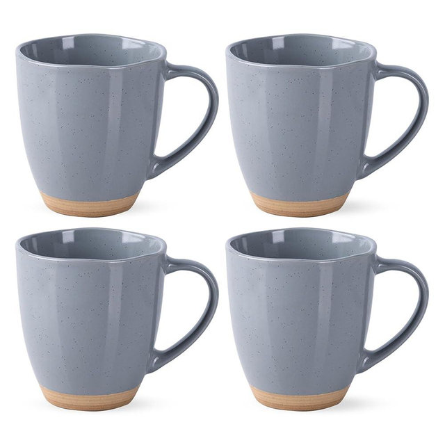 AmorArc 12oz Coffee Mugs, Ceramic Coffee Mugs set of 4 for Man, Woman, Dad, Mom, Modern Coffee Mugs with handle for Latte/Cappuccino/Milk/Cocoa. Dishwasher&Microwave Safe, Gray