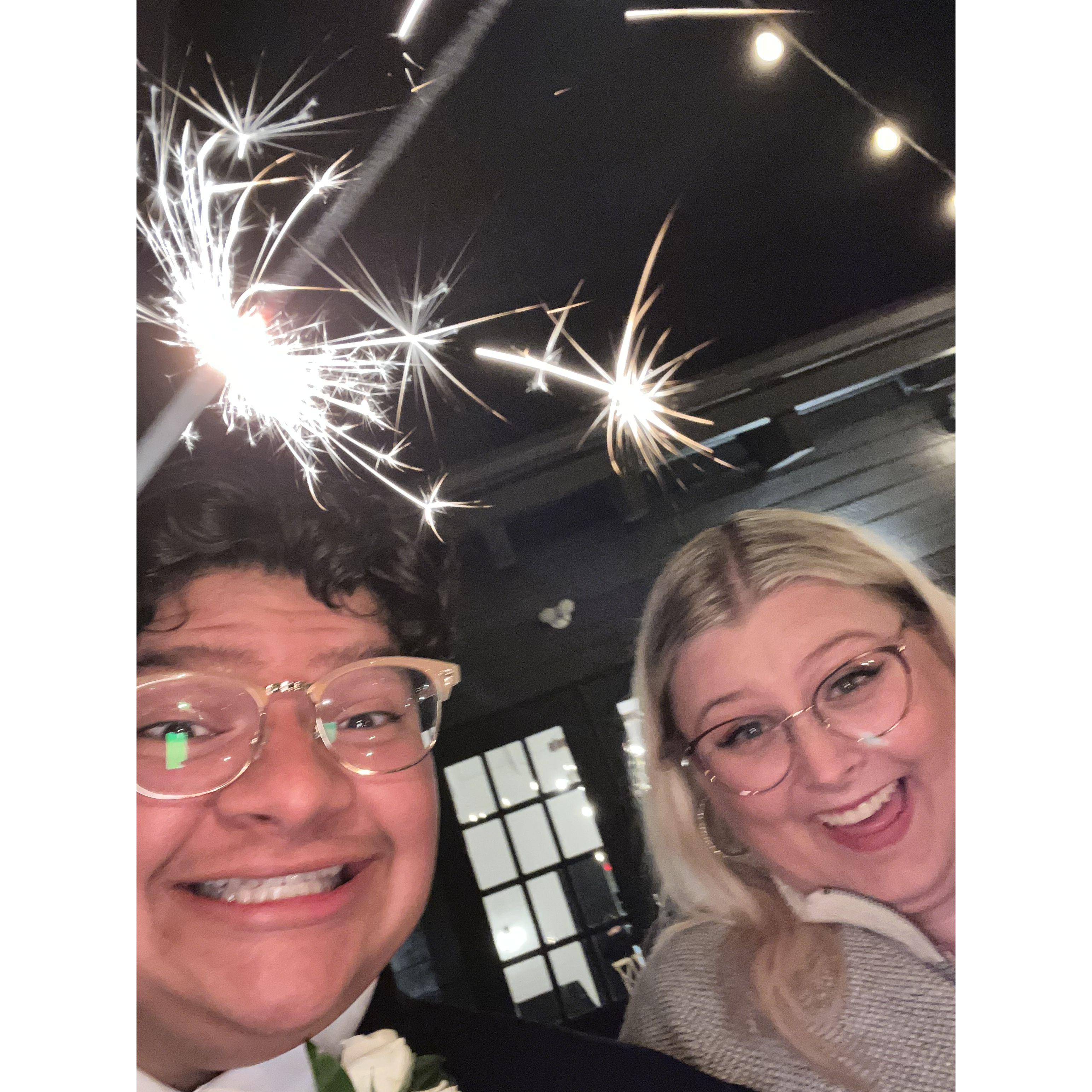 Sparklers exit after the wedding!