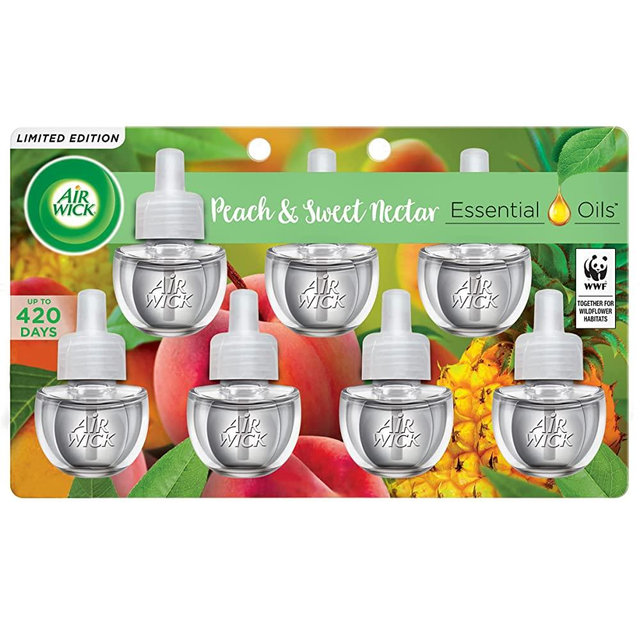 Air Wick Plug in Scented Oil Refill, 7 ct, Peach & Sweet Nectar, Air Freshener, Essential Oils
