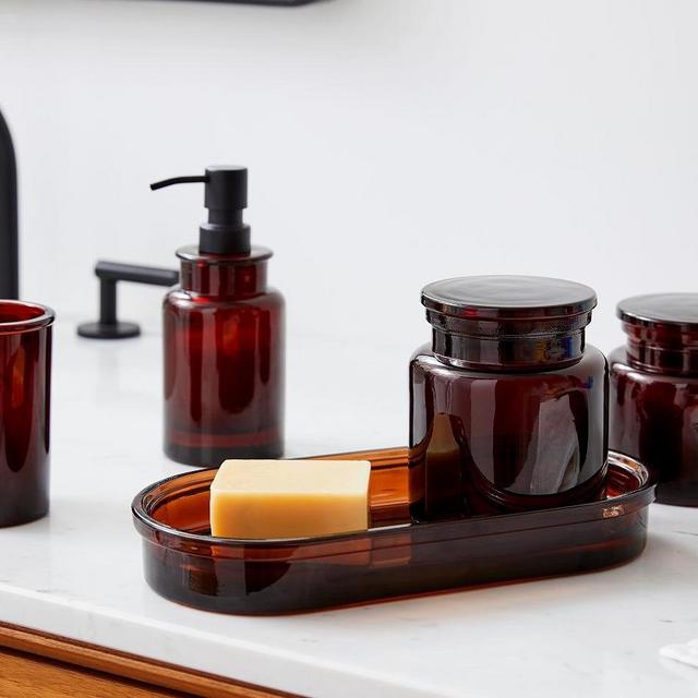 5 Piece - Amber - Apothecary Glass Bath Accessories
