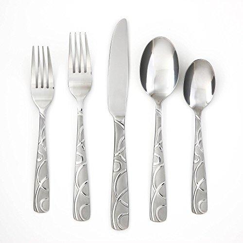 Cambridge Silversmiths Conquest Sand 30-Piece Flatware Silverware Set, Service for 6, Includes Forks/Spoons/Knives