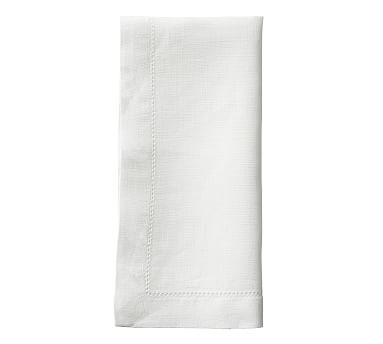 Classic Belgian Flax Linen Hemstitch Napkins, Set of 4 - White