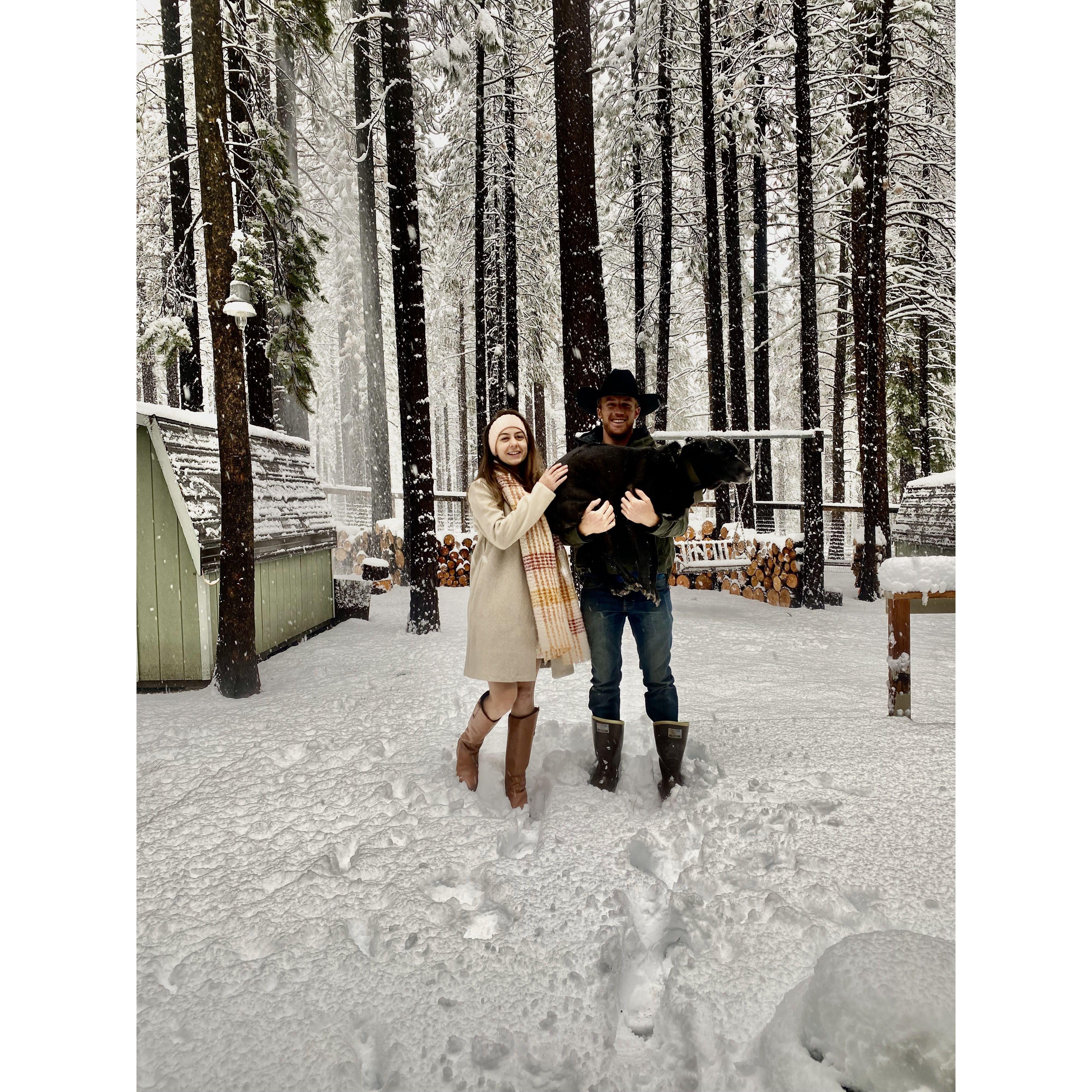 Our first Christmas card photo (Dec 2020)