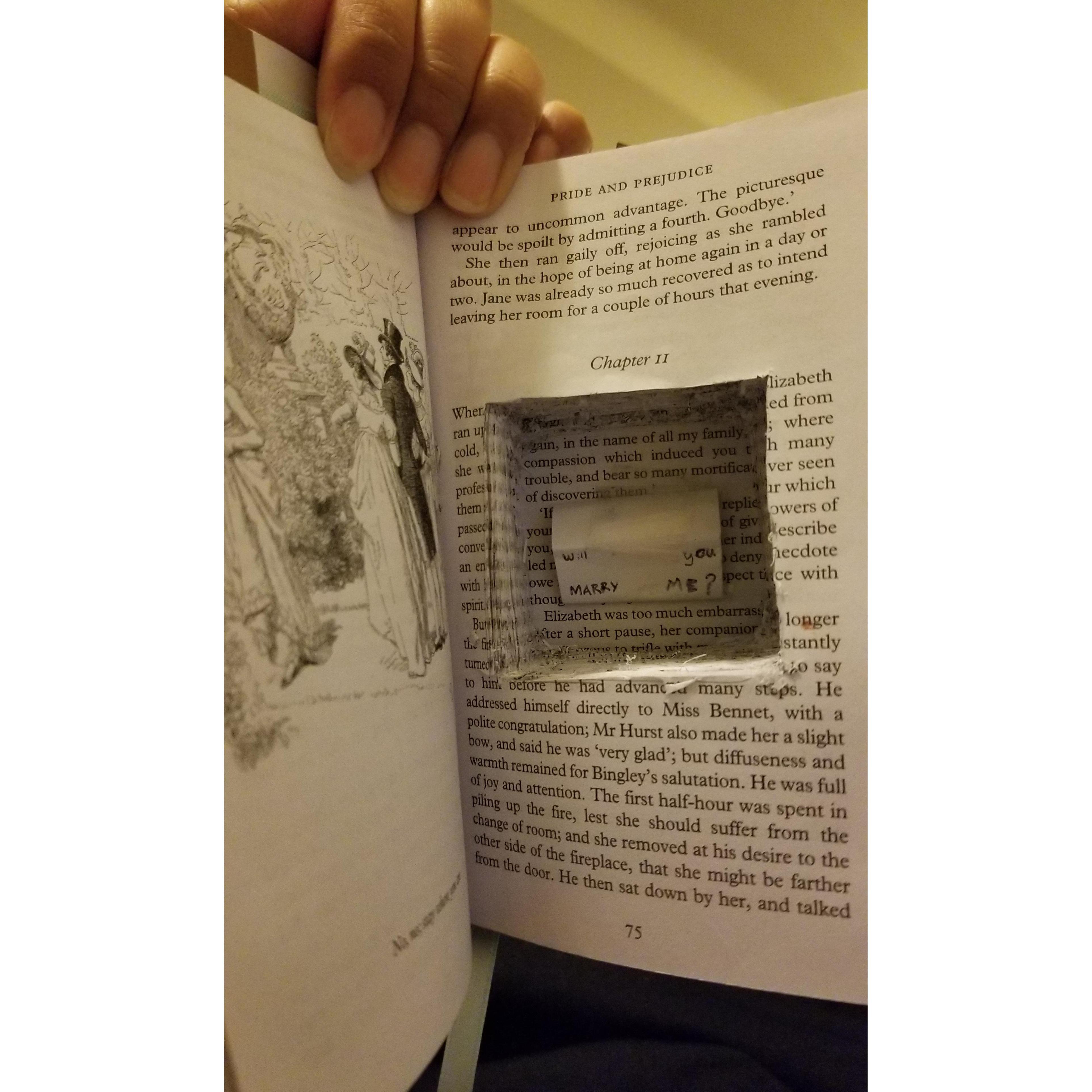 "Yes! A thousand times, yes!" Also, If you look closely to the right, you can see blood smear. Pages were strategically cut. Marked important events in the book.