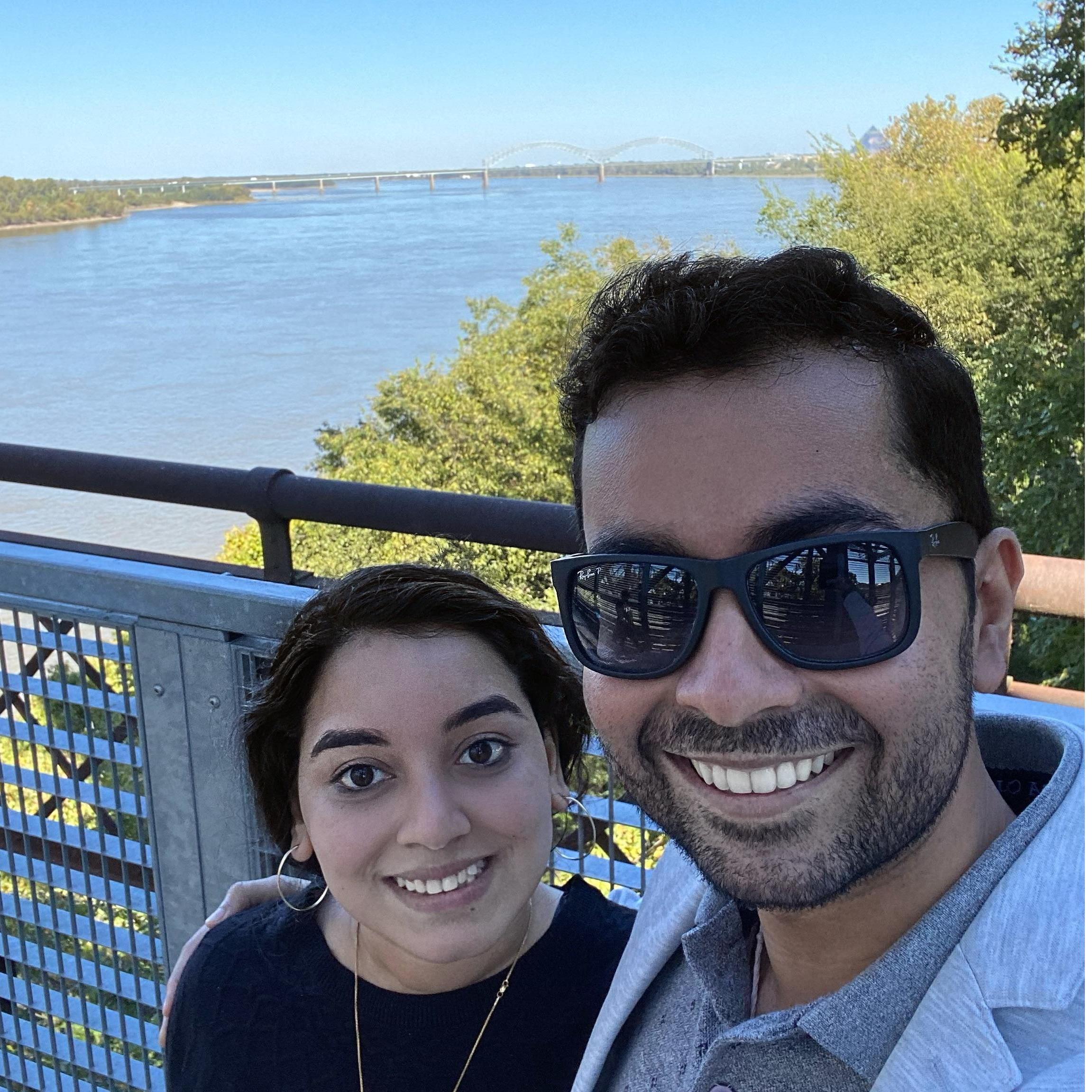 Walking on the Arkansas-Tennessee Pedestrian Bridge, Memphis, TN (Oct 2021)