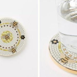 The Bistro Tile Stoneware Coaster: Bee