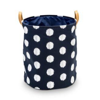 Honey Can Do Coastal Collection Portable Laundry Bin, Navy and Grey Dot