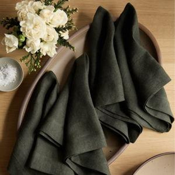European Linen Everyday Napkins (Set of 12) in Pine